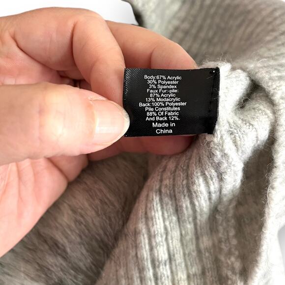 NWT Lane Bryant Marled Gray Tunic Sweater With Faux Fur Pockets Women's 14/16 - Picture 8 of 9